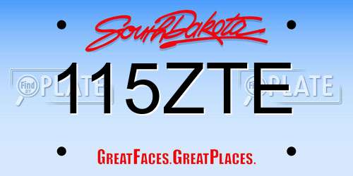 115ZTE South Dakota License Plate