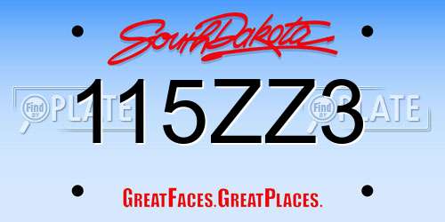 115ZZ3 South Dakota License Plate