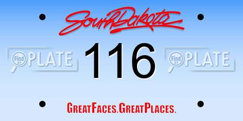 116 South Dakota License Plate