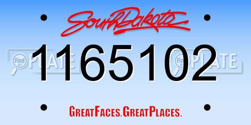 1165102 South Dakota License Plate