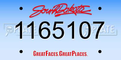 1165107 South Dakota License Plate