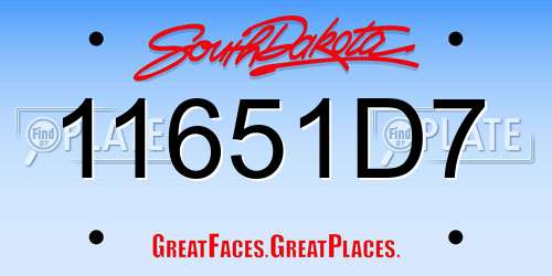 11651D7 South Dakota License Plate