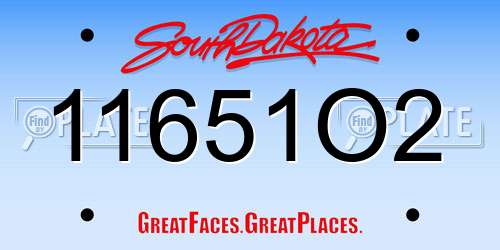11651O2 South Dakota License Plate