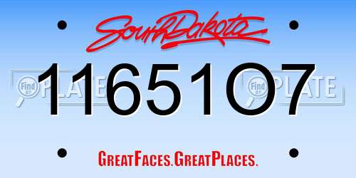 11651O7 South Dakota License Plate