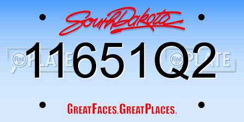 11651Q2 South Dakota License Plate