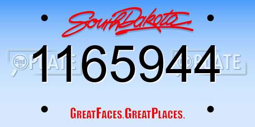 1165944 South Dakota License Plate