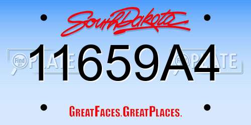 11659A4 South Dakota License Plate