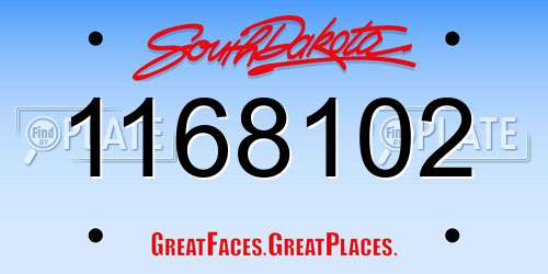 1168102 South Dakota License Plate