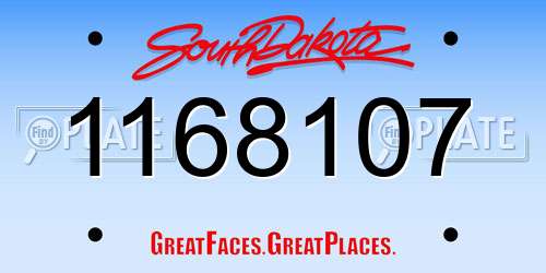 1168107 South Dakota License Plate