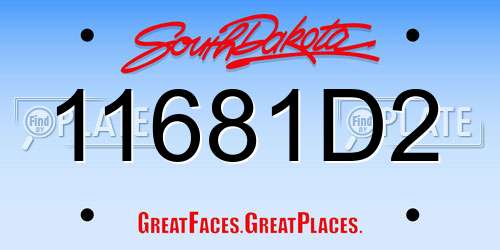11681D2 South Dakota License Plate