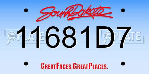 11681D7 South Dakota License Plate