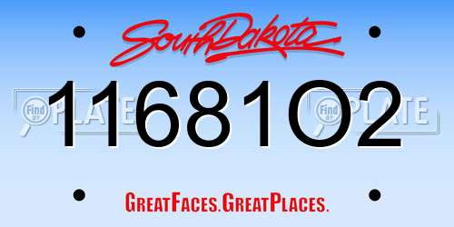 11681O2 South Dakota License Plate