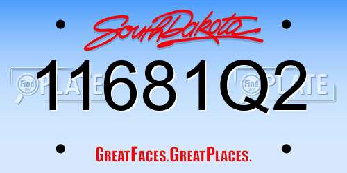 11681Q2 South Dakota License Plate