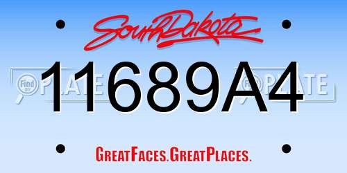 11689A4 South Dakota License Plate