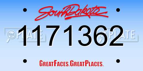 1171362 South Dakota License Plate