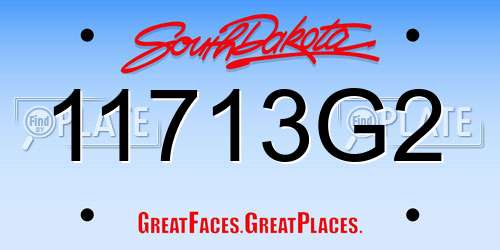 11713G2 South Dakota License Plate