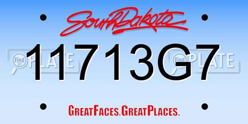 11713G7 South Dakota License Plate
