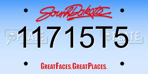 11715T5 South Dakota License Plate