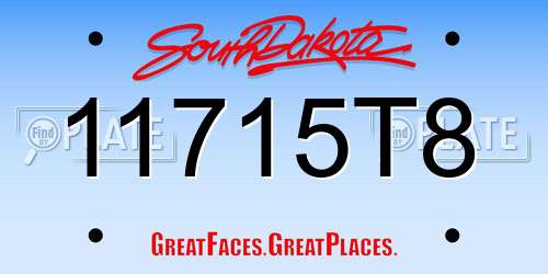 11715T8 South Dakota License Plate