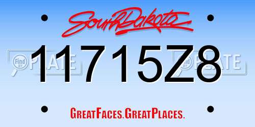 11715Z8 South Dakota License Plate