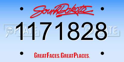 1171828 South Dakota License Plate