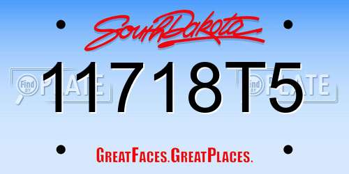 11718T5 South Dakota License Plate