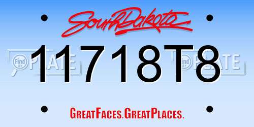 11718T8 South Dakota License Plate
