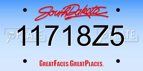 11718Z5 South Dakota License Plate