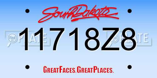 11718Z8 South Dakota License Plate