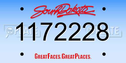 1172228 South Dakota License Plate