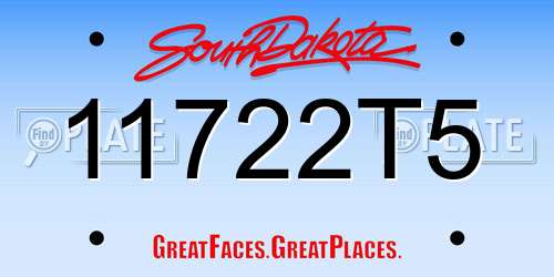 11722T5 South Dakota License Plate