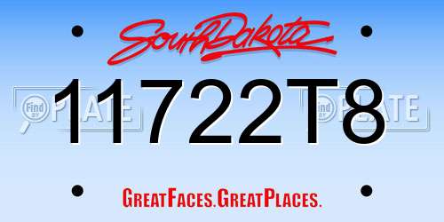 11722T8 South Dakota License Plate