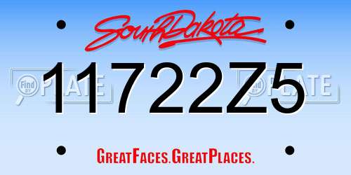 11722Z5 South Dakota License Plate
