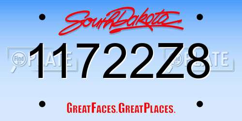 11722Z8 South Dakota License Plate