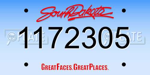 1172305 South Dakota License Plate