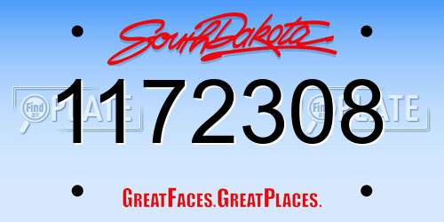 1172308 South Dakota License Plate