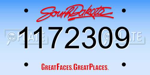 1172309 South Dakota License Plate