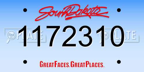 1172310 South Dakota License Plate