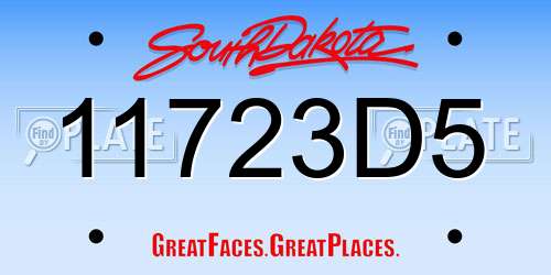 11723D5 South Dakota License Plate