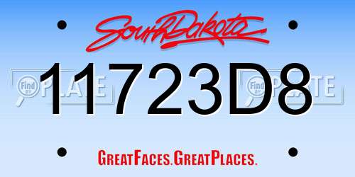 11723D8 South Dakota License Plate