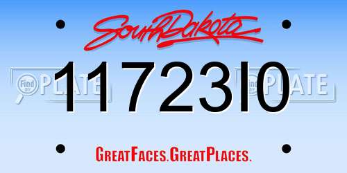 11723I0 South Dakota License Plate