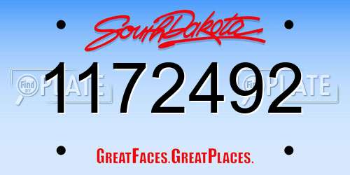 1172492 South Dakota License Plate