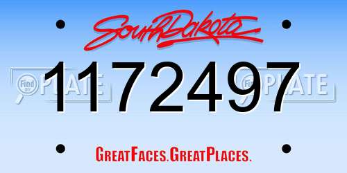 1172497 South Dakota License Plate