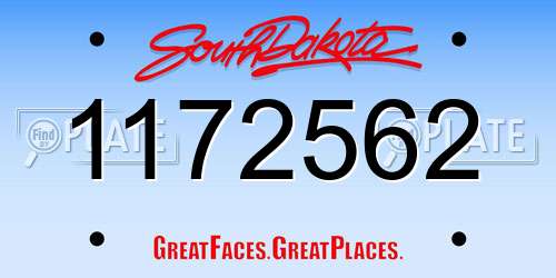 1172562 South Dakota License Plate