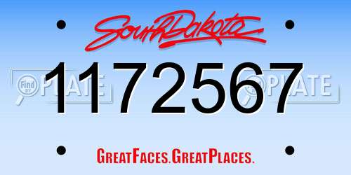1172567 South Dakota License Plate