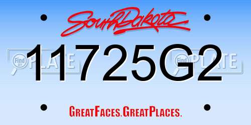 11725G2 South Dakota License Plate