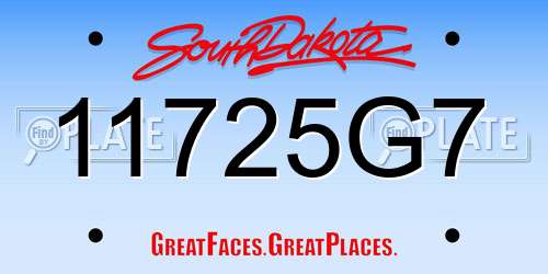 11725G7 South Dakota License Plate