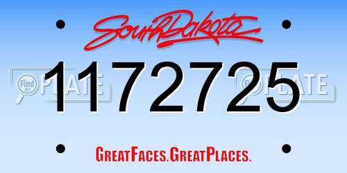 1172725 South Dakota License Plate