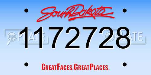 1172728 South Dakota License Plate