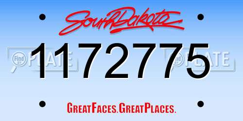 1172775 South Dakota License Plate